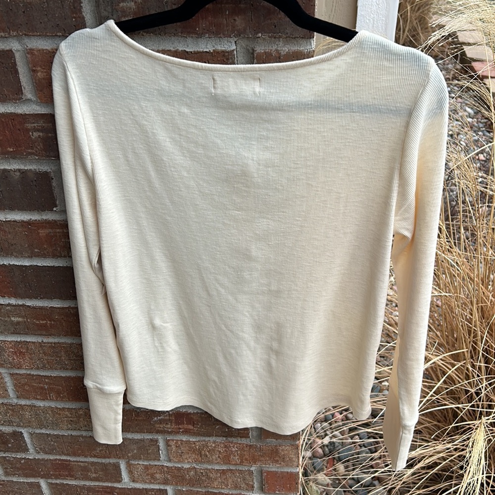 Lucky 🍀 Brand Ladies L Ivory top 1/4 button down & lace detail - Picture 10 of 10